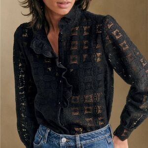 sezane Chloe black shirt - never worn! - size 6